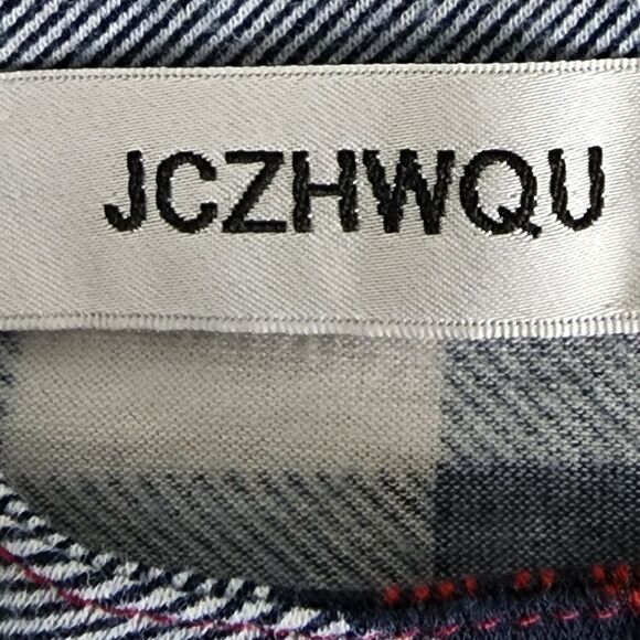 Jczhwqh Women's Short Sleeve Quarter Zip V Neck Plaid Top Size Large - Picture 7 of 7